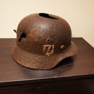 ww2 German helmet m40 epic battle damage (bullet holes)