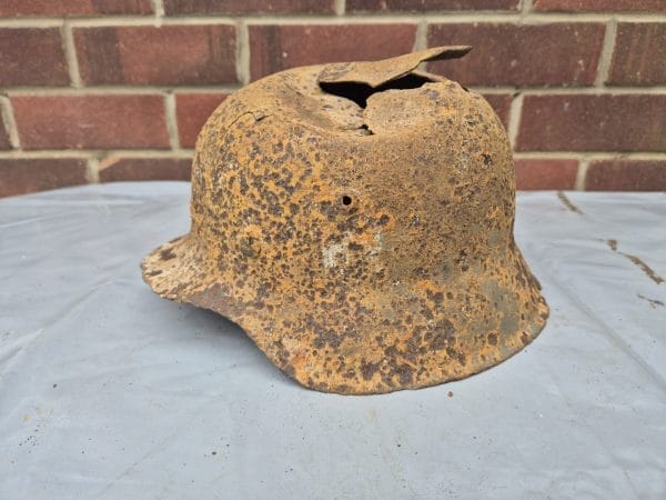 ww2 German helmet m42 battle damage
